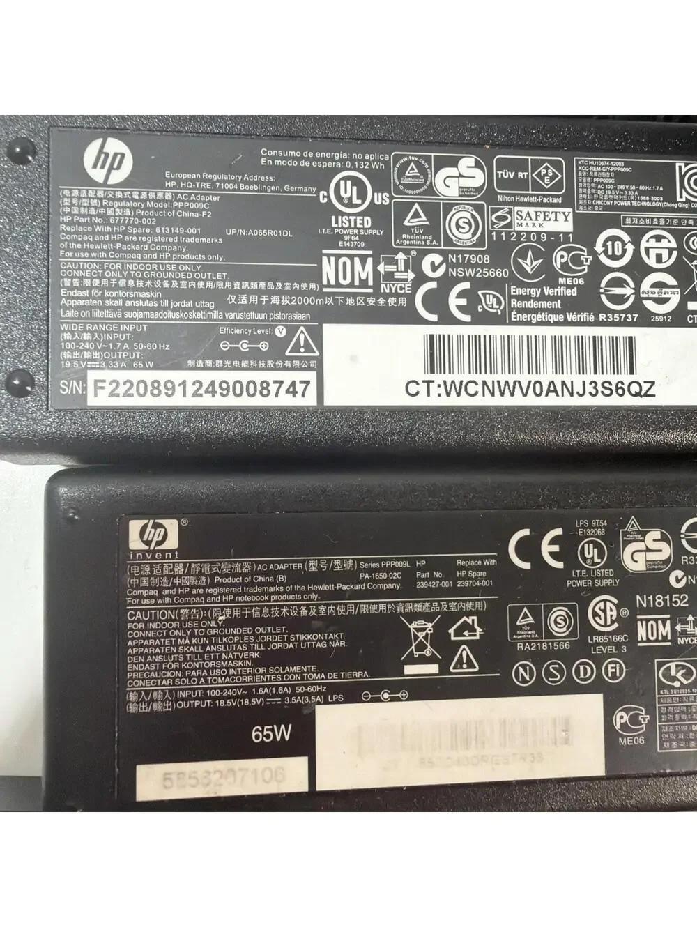 Lot of 15 HP Laptop AC Adapters Power Supplies Mixed 45W 65W 90W OEM Chargers